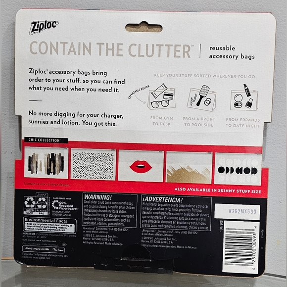 Ziploc contain the clutter Chic Collection reusable accessory bags 5 Pack - Picture 5 of 7